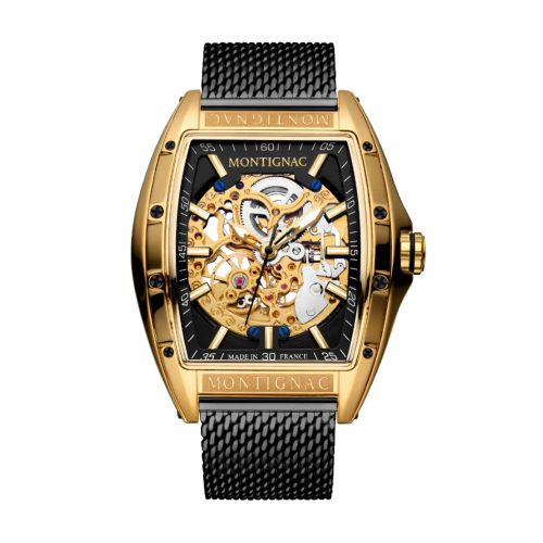 montre homme automatique MONTIGNAC Paladin cuir noir MOW800