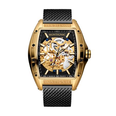 Montre homme automatique montignac paladin cuir noir mow800 – montres squelettes