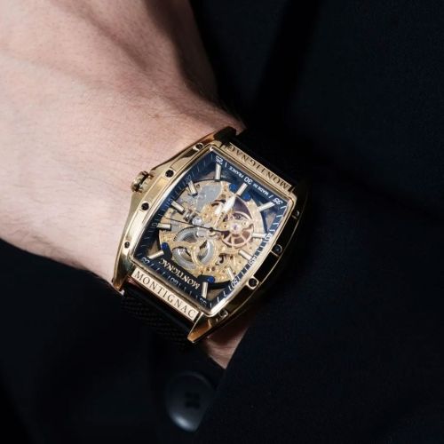 montre homme automatique MONTIGNAC Paladin cuir noir MOW800