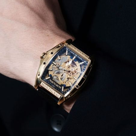 montre homme automatique MONTIGNAC Paladin cuir noir MOW800