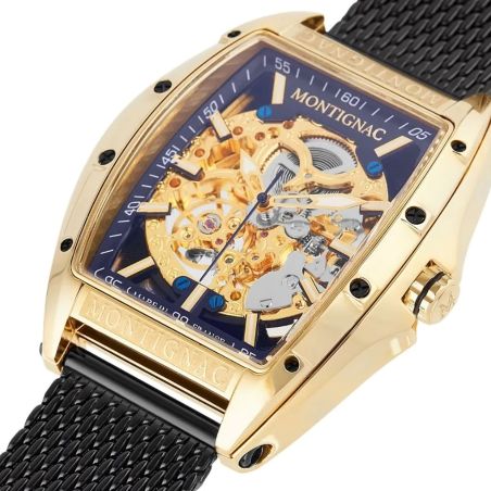 Montre homme automatique montignac paladin cuir noir mow800 – montres squelettes