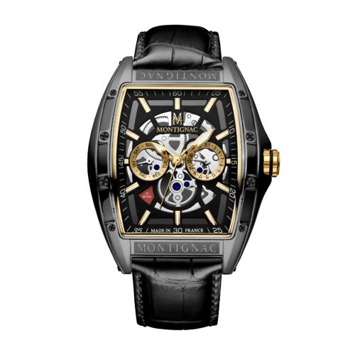 montre homme automatique MONTIGNAC Paladin cuir noir MOW702