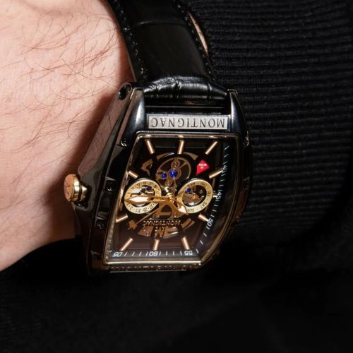 montre homme automatique MONTIGNAC Paladin cuir noir MOW702