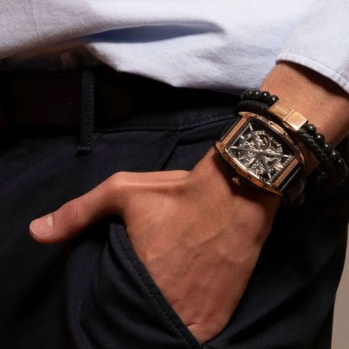 montre homme automatique MONTIGNAC Paladin cuir noir MOW201