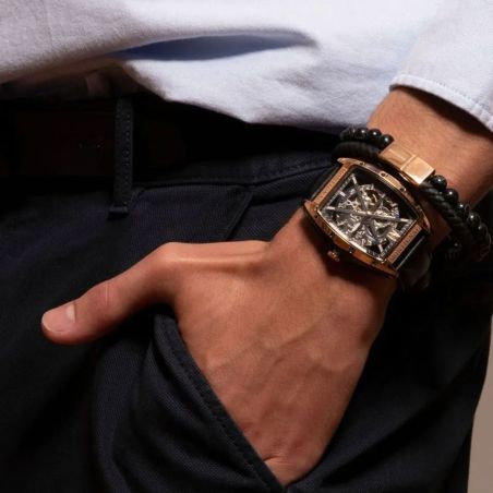 montre homme automatique MONTIGNAC Paladin cuir noir MOW201
