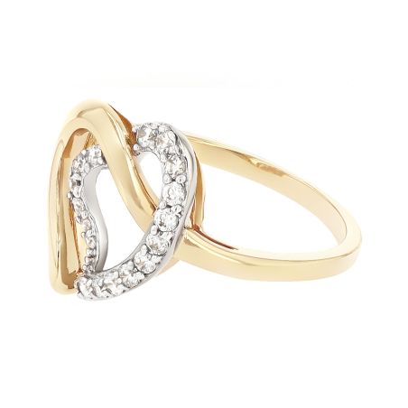 Bague femme coeur edora plaque or et oxydes – bagues femme