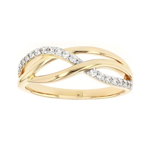 Bague Femme Entrelacée PLAQUE OR Jaune et Oxydes