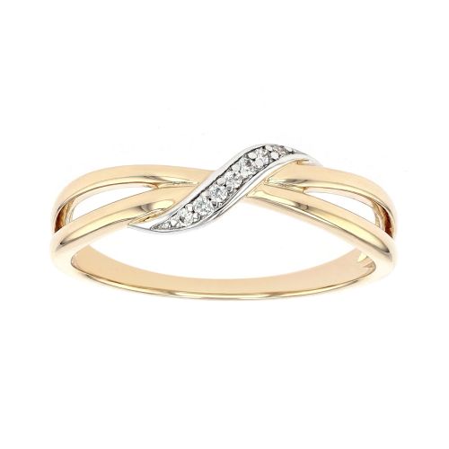 Bague Femme Entrelacée PLAQUE OR Jaune et Oxydes
