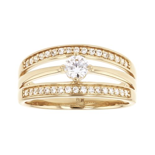 bague femme solitaire accompagné EDORA PLAQUE OR et oxydes