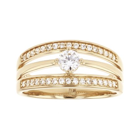 Bague femme solitaire accompagné edora plaque or et oxydes – bagues femme