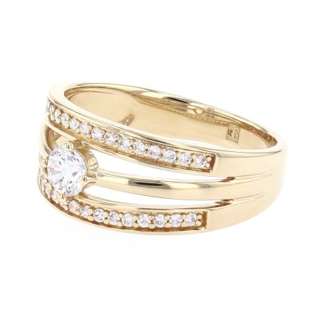 Bague femme solitaire accompagné edora plaque or et oxydes – bagues femme
