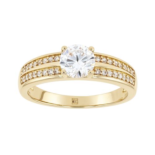 bague femme solitaire accompagné EDORA PLAQUE OR et oxydes