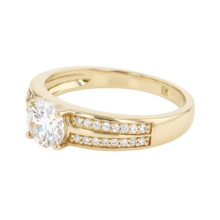 Bague femme solitaire accompagné edora plaque or et oxydes – bagues femme