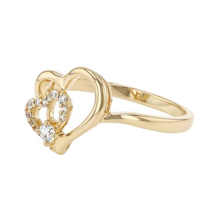 Bague femme double coeurs edora plaque or et oxydes – bagues femme