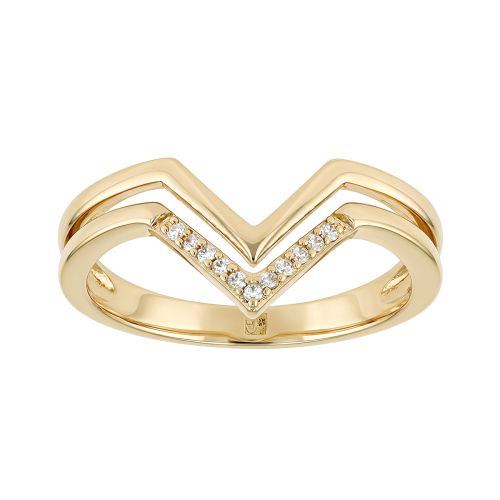 bague femme pyramides EDORA PLAQUE OR et oxydes