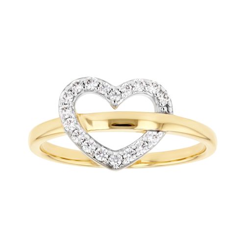 Bague Femme Coeur PLAQUE OR Jaune et Oxydes
