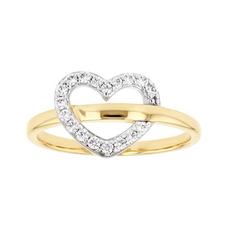 Bague femme coeur plaque or jaune et oxydes – bagues plaqué or