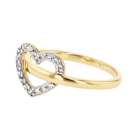 Bague femme coeur plaque or jaune et oxydes – bagues plaqué or
