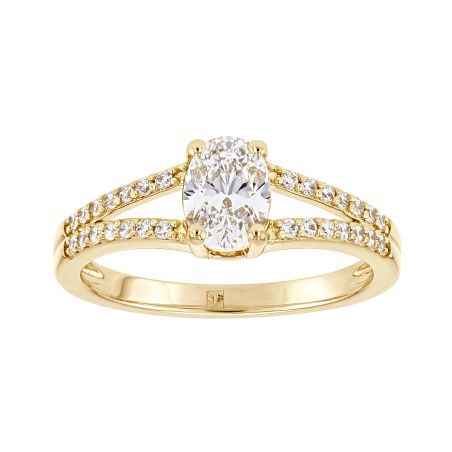 Bague femme solitaire accompagné edora plaque or et oxydes – bagues femme