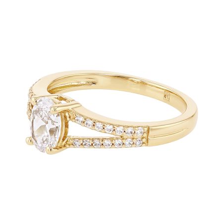 Bague femme solitaire accompagné edora plaque or et oxydes – bagues femme