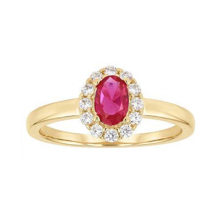 Bague femme entourage plaque or jaune et spinelle rouge – bagues plaqué or