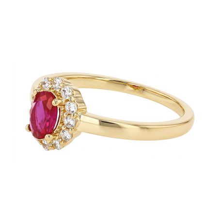 Bague femme entourage plaque or jaune et spinelle rouge – bagues plaqué or