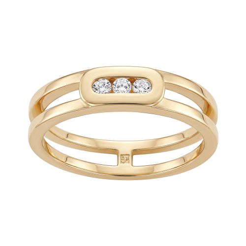 bague femme trilogie EDORA PLAQUE OR et oxydes