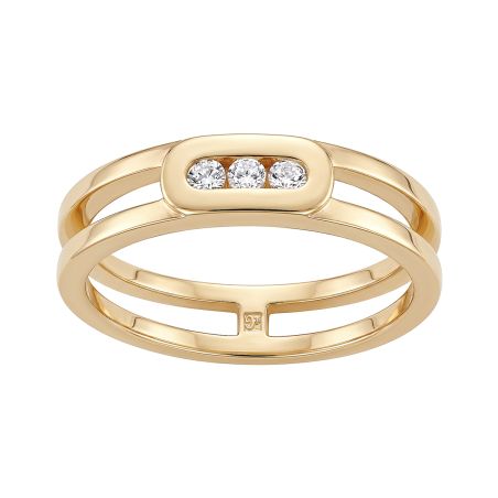 Bague femme trilogie edora plaque or et oxydes edo76100228 – bagues femme