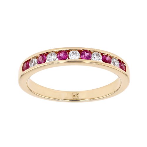 Bague femme alliance EDORA plaqué or et oxydes rouges EDO76100306