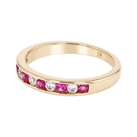 Bague femme alliance edora plaqué or et oxydes rouges edo76100306 – bagues plaqué or