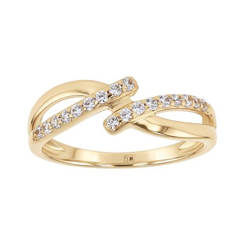 Bague femme Croisée EDORA plaqué or et oxydes EDO76100291