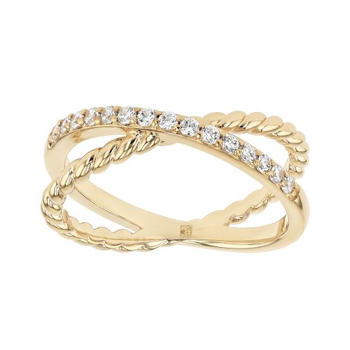 Bague Femme Croisée EDORA Plaqué Or et Oxydes EDO76100320