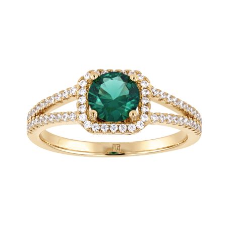 Bague femme entourage edora plaqué or et oxyde vert edo76100255 – bagues plaqué or