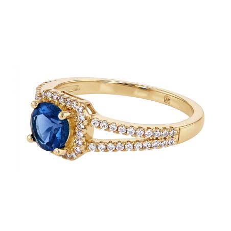 Bague femme entourage edora plaqué or et oxyde bleu edo76100257 – bagues plaqué or