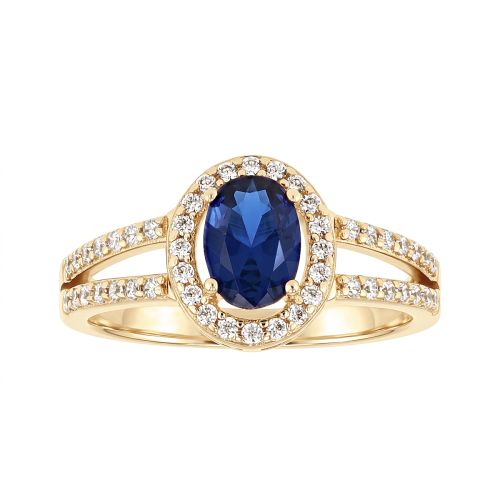Bague Femme Entourage Ovale EDORA Plaqué Or et Oxyde Bleu EDO76100323
