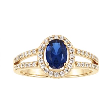 Bague femme entourage ovale edora plaqué or et oxyde bleu edo76100323 – bagues plaqué or