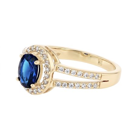 Bague femme entourage ovale edora plaqué or et oxyde bleu edo76100323 – bagues plaqué or