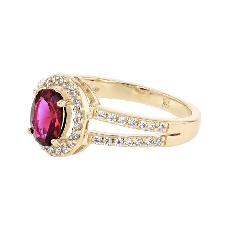 Bague femme entourage ovale edora plaqué or et oxyde rouge edo76100325 – bagues plaqué or