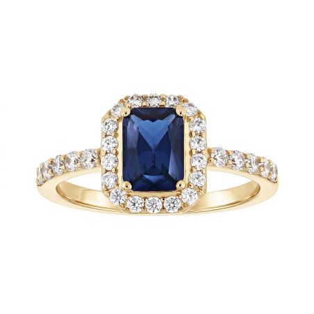 Bague femme entourage rectangulaire edora plaqué or et oxyde bleu edo76100316 – bagues plaqué or
