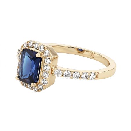 Bague femme entourage rectangulaire edora plaqué or et oxyde bleu edo76100316 – bagues plaqué or