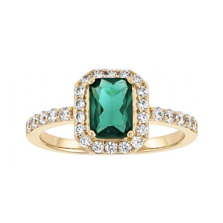 Bague femme entourage rectangulaire edora plaqué or et oxyde vert edo76100317 – bagues plaqué or