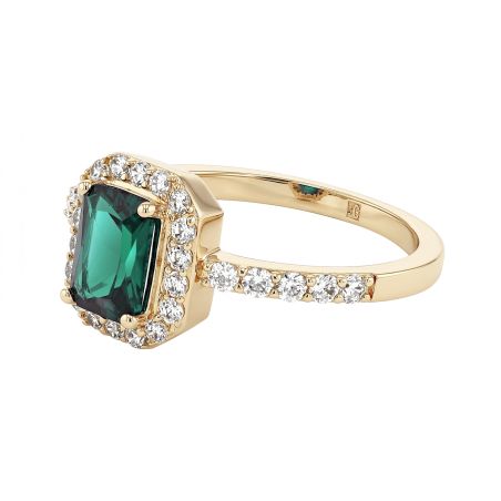 Bague femme entourage rectangulaire edora plaqué or et oxyde vert edo76100317 – bagues plaqué or