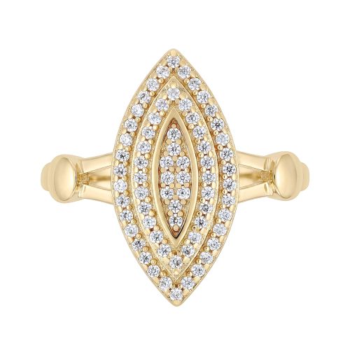 Bague femme marquise EDORA plaqué or et oxydes EDO76100303