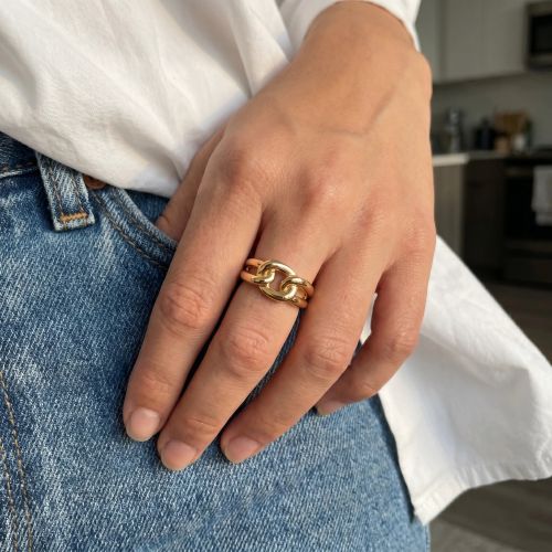 Bague Femme Maille Gourmette EDORA Plaqué Or EDO76100322