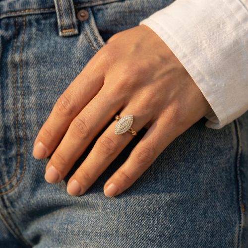 Bague femme marquise EDORA plaqué or et oxydes EDO76100303