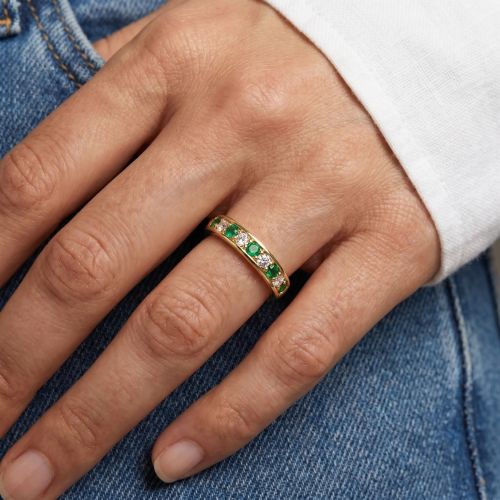 Bague femme alliance EDORA plaqué or et oxydes verts EDO76100295