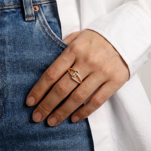 Bague femme Géométrique EDORA plaqué or et oxydes EDO76100278