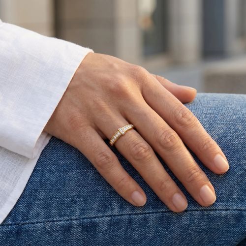 Bague femme Demi Alliance EDORA plaqué or et oxydes EDO76100277
