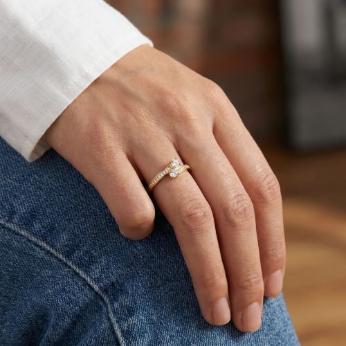 Bague femme Toi et Moi EDORA plaqué or et oxydes EDO76100236