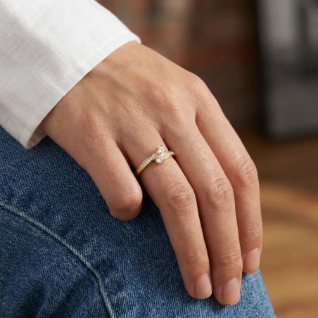 Bague femme Toi et Moi EDORA plaqué or et oxydes EDO76100236